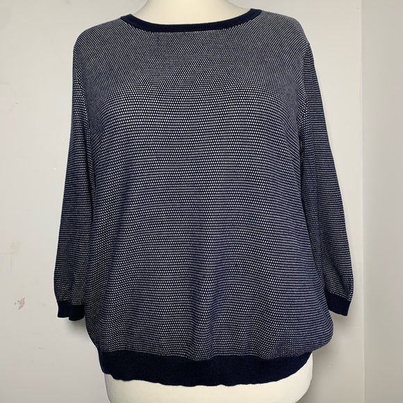 Peter Hahn Women's Knit Jumper Navy White Mix Long Sleeve Pullover Casual UK 22 - Picture 12 of 15